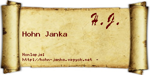 Hohn Janka névjegykártya
